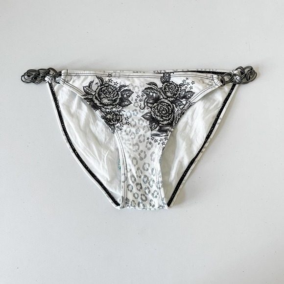 Sinful by Affliction Guns & Roses Embellished Bikini Bottom White Black Large - Picture 3 of 9